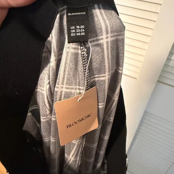 BloomChic Black and Gray Plaid Pants - Picture 2 of 6